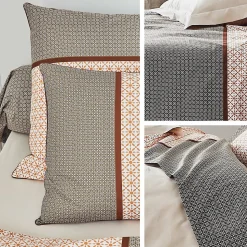 Parure de lit 300x240 cm 50x70 cm percale GABIN marron Epice 3 pièces