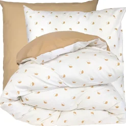 Parure de lit 200x200 cm 65x65 cm percale de coton ALEX marron Moka 3 pièces