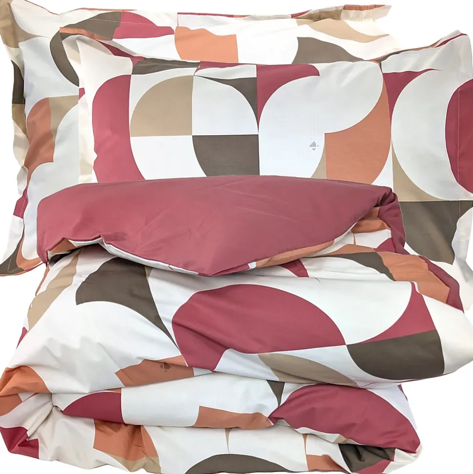 Parure de lit 140x200 cm 50x70 cm percale MODULO acajou 2 pièces