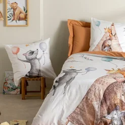 Parure de lit 200x200 cm 65x65 cm percale de coton TIPI blanc 3 pièces