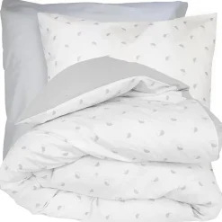 Parure de lit 200x200 cm 65x65 cm percale de coton ALEX gris Nuage 3 pièces