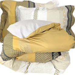 Parure de lit 260x240 cm 50x70 cm percale MARLOW Miel 3 pièces