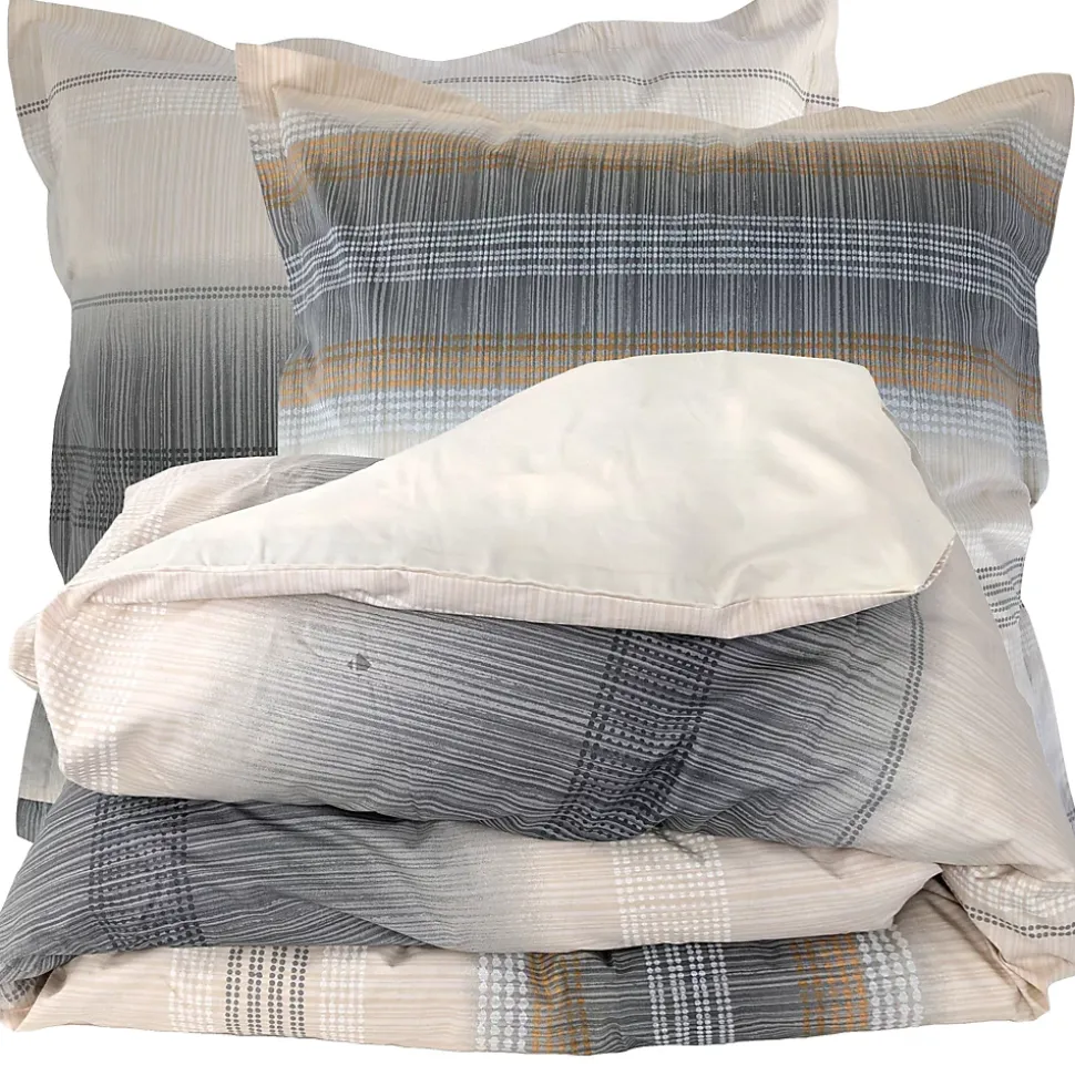 Parure de lit 200x200 cm 65x65 cm percale ESTEBAN beige 3 pièces