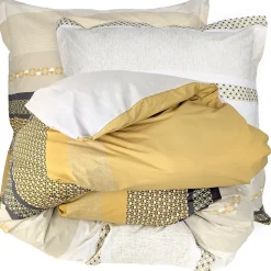 Parure de lit 260x240 cm 65x65 cm percale coton MARLOW Miel 3 pièces