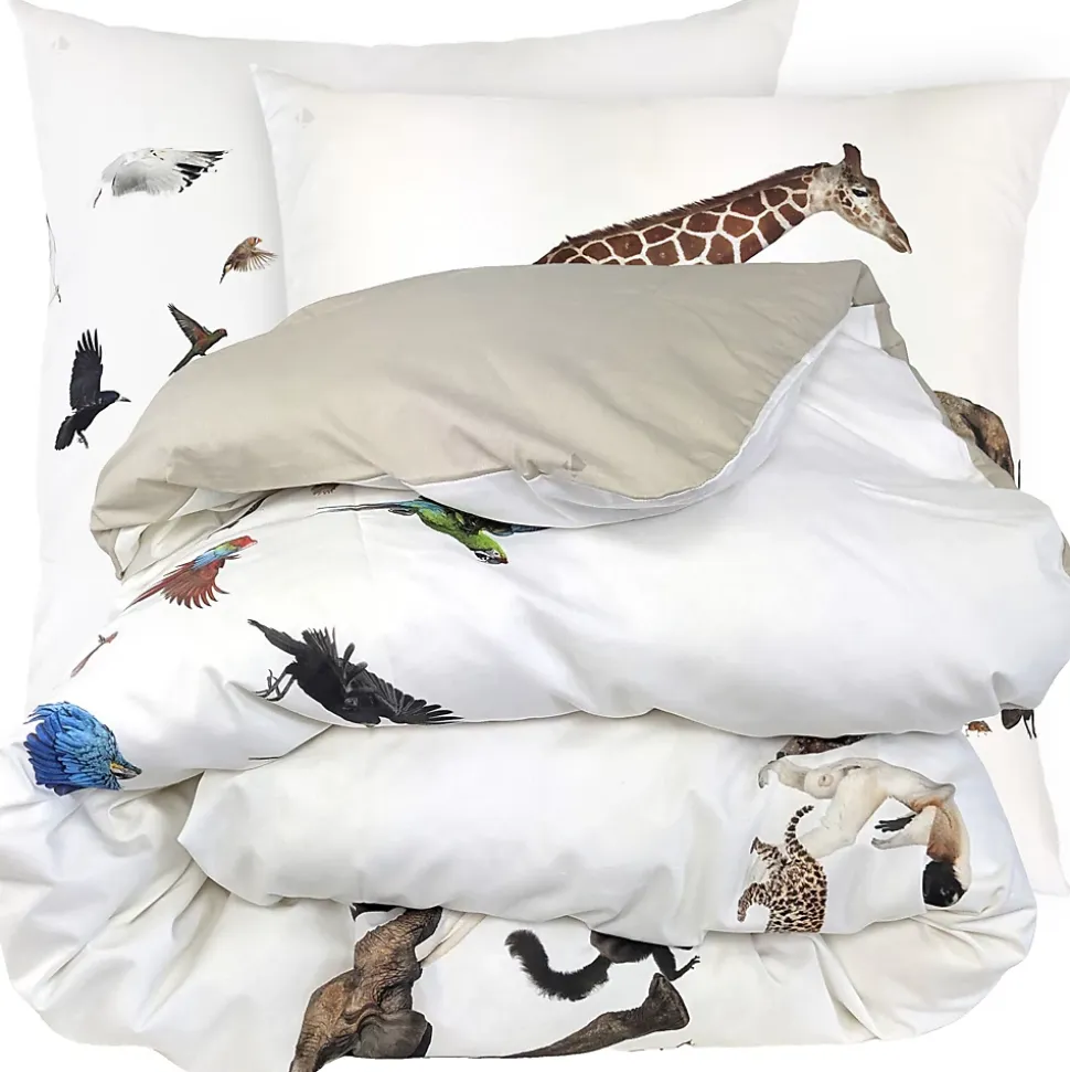 Parure de lit 140x200 cm 65x65 cm percale de coton NOÉ blanc 2 pièces