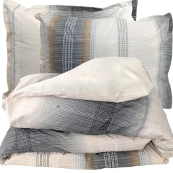 Parure de lit 280x240 cm 50x70 cm percale ESTEBAN beige 3 pièces