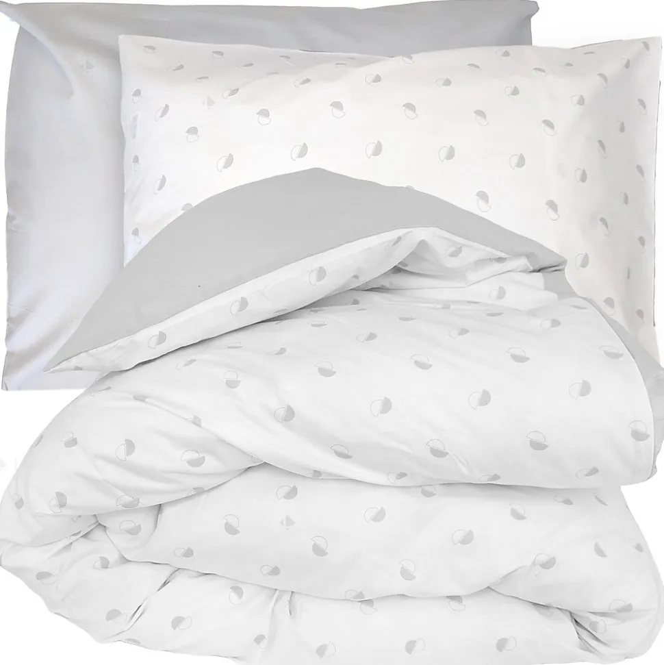 Parure de lit 200x200 cm 50x70 cm percale ALEX gris Nuage 3 pièces