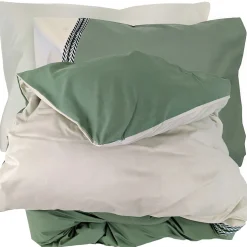Parure de lit 140x200 cm 50x70 cm percale NOA vert Kaki 2 pièces