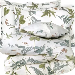 Parure de lit 260x240 cm 50x70 cm percale de coton FÉERIE Blanc sauge