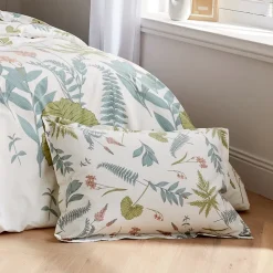 Parure de lit 260x240 cm 50x70 cm percale de coton FÉERIE Blanc sauge