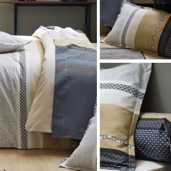 Parure de lit 260x240 cm 65x65 cm percale coton MARLOW acier