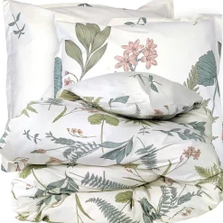 Parure de lit 140x200 cm 65x65 cm percale de coton FÉERIE Blanc sauge