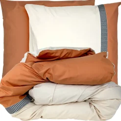 Parure de lit 200x200 cm 65x65 cm percale MACASSAR Cognac 3 pièces