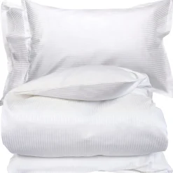 Parure de lit 140x200 cm 50x70 cm satin GRAND HÔTEL 2 pièces blanc