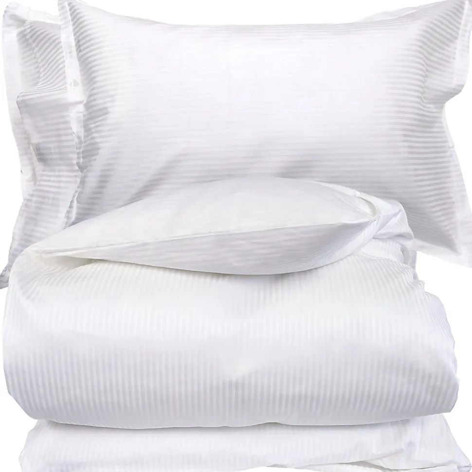 Parure de lit 140x200 cm 50x70 cm satin GRAND HÔTEL 2 pièces blanc