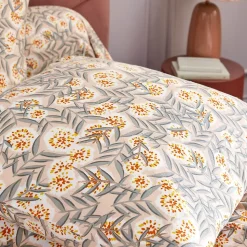 Parure de lit 200x200 cm 65x65 flanelle LILY gris orange 3 pièces