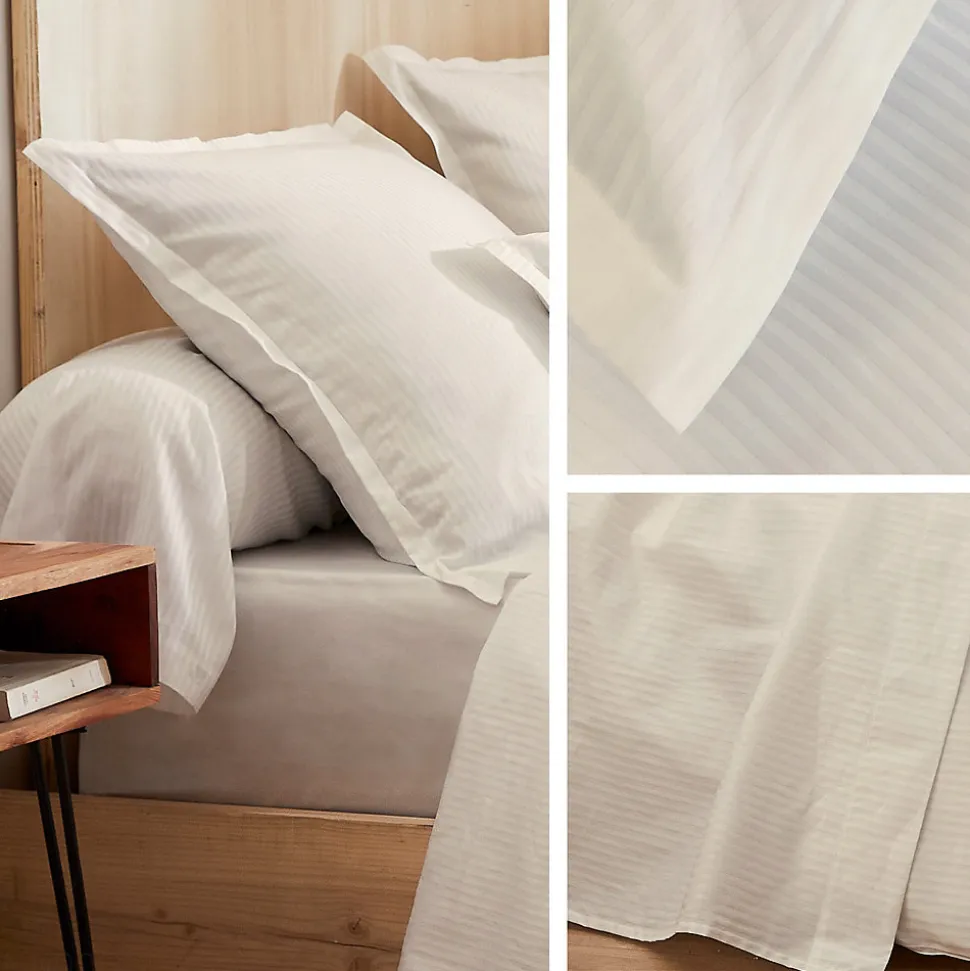 Parure de lit 240x220 satin de coton GRAND HÔTEL 3 pièces marron Sable