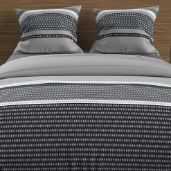 Parure housse de couette en coton 57 fils 240x220 cm THALES gris, par Soleil d'ocre