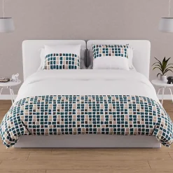 Parure housse de couette en coton 57 fils 240x220 cm FABIO bleu, par Soleil d'Ocre