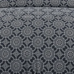 Parure housse de couette coton 57 fils 140x200 cm ESMERALDA marine, par Soleil d'ocre