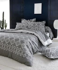 Parure Housse de Couette FOREVER GRIS (140x200 cm - Gris clair)
