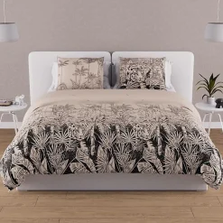 Parure housse de couette en coton 57 fils 240x220 cm TIGRE sable, par Soleil d'ocre