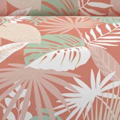 Parure housse de couette en coton 57 fils 260x240 cm TANZANIE corail, par Soleil d'ocre