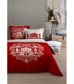 Parure housse de couette valloire rouge 240 x 220 cm - 100 % coton - 220x240cm - Rouge