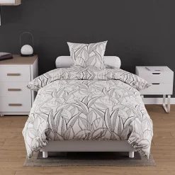 Parure housse de couette coton 57 fils 140x200 cm TOGO blanc, par Soleil d'ocre