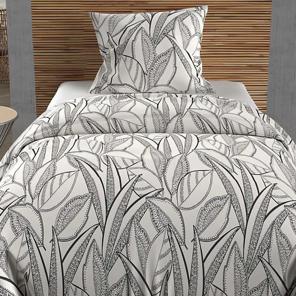 Parure housse de couette coton 57 fils 140x200 cm TOGO blanc, par Soleil d'ocre