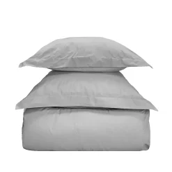 Parure housse de couette 240x220 cm avec 2 taies 50x70 cm en coton Gris Perle STUDIO