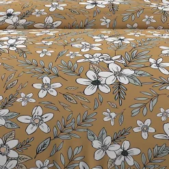 Parure housse de couette en coton 57 fils 240x220 cm MANON camel, par Soleil d'ocre