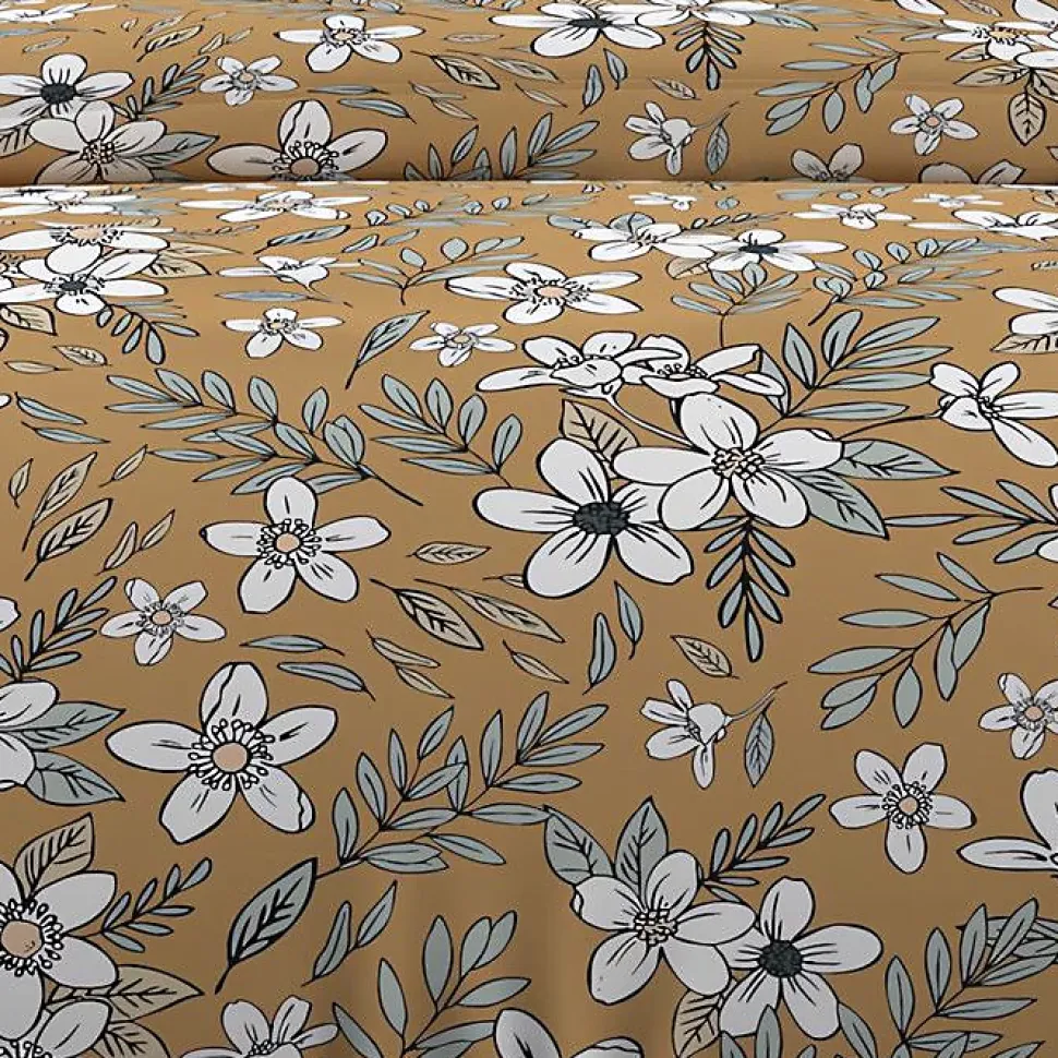 Parure housse de couette en coton 57 fils 240x220 cm MANON camel, par Soleil d'ocre