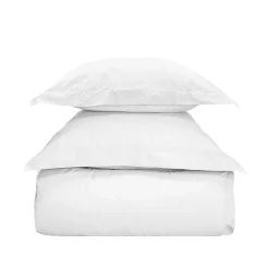 Parure housse de couette 140x200 cm avec 2 taies 50x70 cm en coton Blanc STUDIO