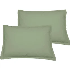 Parure housse de couette 260x240 cm avec 2 taies 50x70 cm en coton Sauge STUDIO