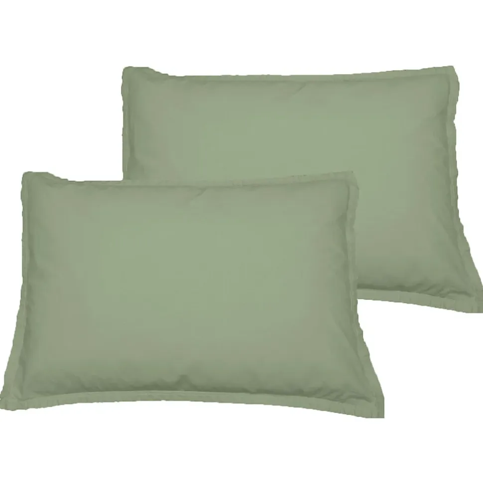 Parure housse de couette 260x240 cm avec 2 taies 50x70 cm en coton Sauge STUDIO