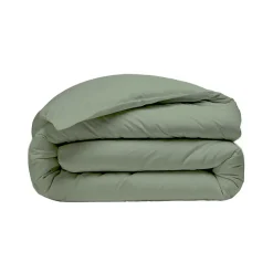 Parure housse de couette 260x240 cm avec 2 taies 50x70 cm en coton Sauge STUDIO