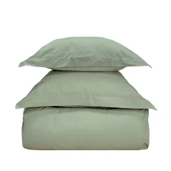 Parure housse de couette 260x240 cm avec 2 taies 50x70 cm en coton Sauge STUDIO