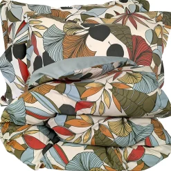 Parure percale de coton 240x220 cm 50x70 CASCADE vert Sauge 3 pièces