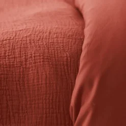 Parure 140x200 cm double gaze de coton GAZGAZ rouge ocre 2 pièces