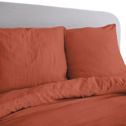 Parure 260x240 cm MILA polyester micro lavée rouge terracotta 3 pièces
