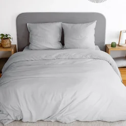 Parure 260x240 cm MILA polyester micro lavée gris perle 3 pièces