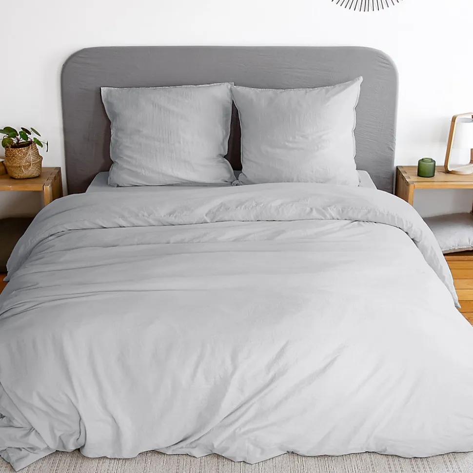 Parure 260x240 cm MILA polyester micro lavée gris perle 3 pièces