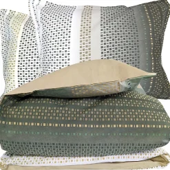 Parure 140x200 cm 50x70 cm coton NIAGARA vert Kaki 2 pièces