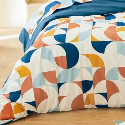 Parure 260x240 cm 50x70 cm percale MODULO bleu cobalt 3 pièces