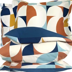 Parure 300x240 cm 50x70 cm percale MODULO bleu cobalt 3 pièces