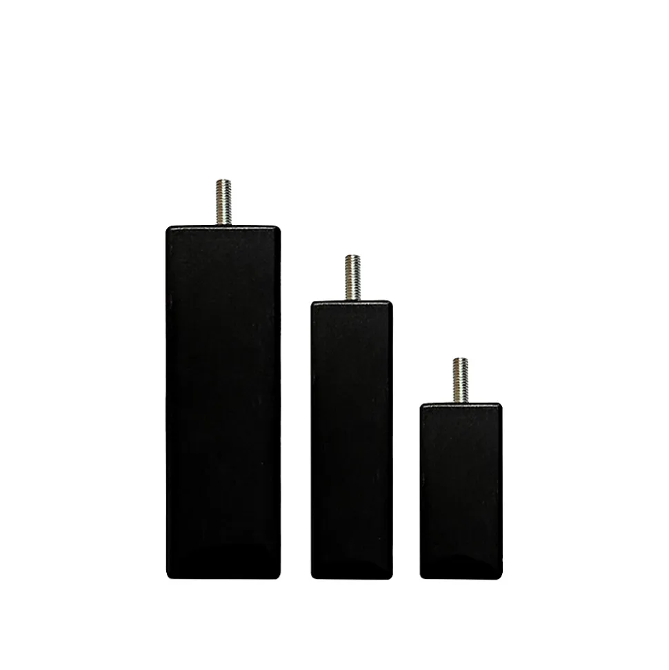 Pied de lit carré en bois Noir Hauteur 15 cm (vendu à l'unité)