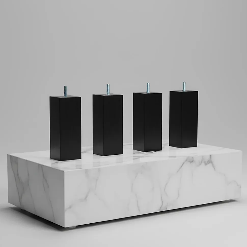 Pied de lit carré en bois Noir Hauteur 15 cm (vendu à l'unité)