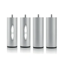 Pied de lit cylindrique lumineux Gris Hauteur 16 cm (vendu à l'unité)