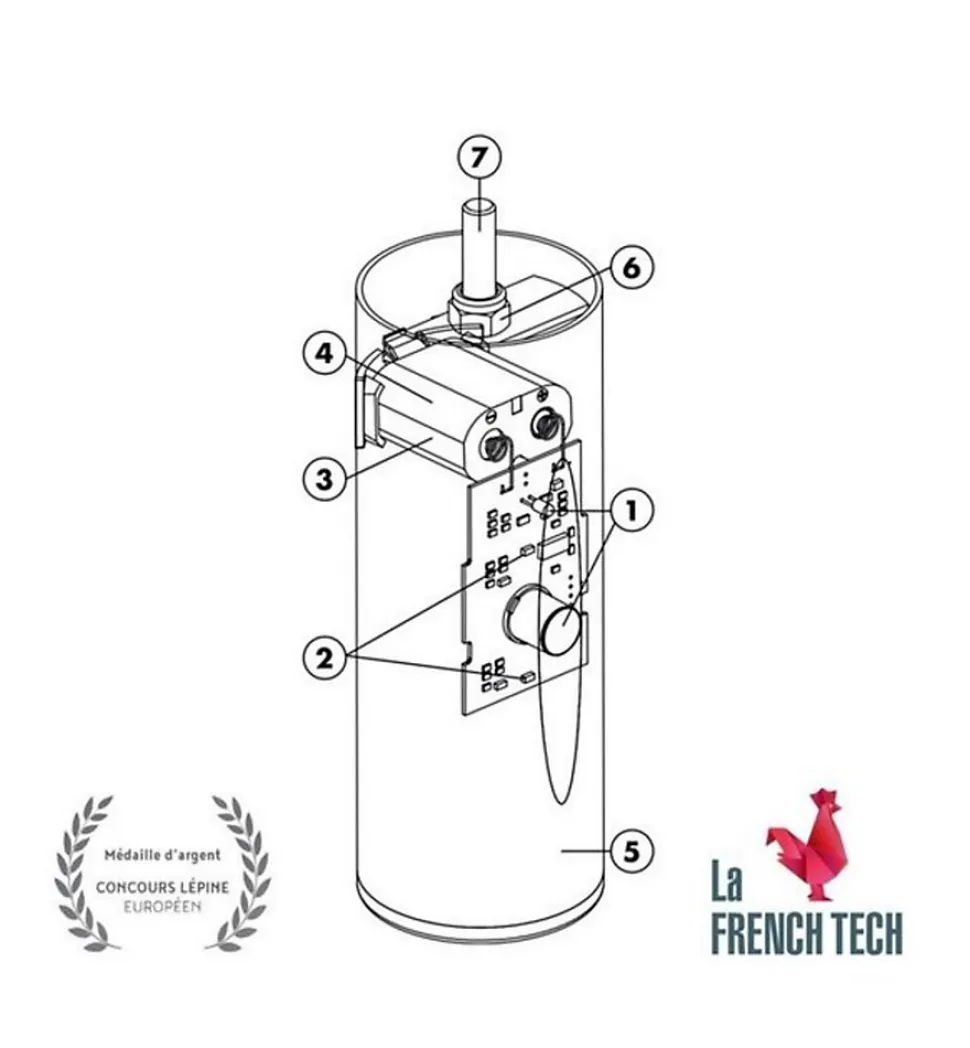 Pied de lit cylindrique lumineux Gris Hauteur 16 cm (vendu à l'unité)